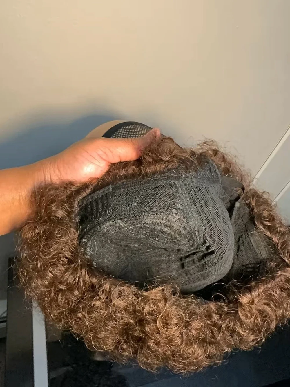 wig Brown Afro  curly humen  hair 100% 6inche
